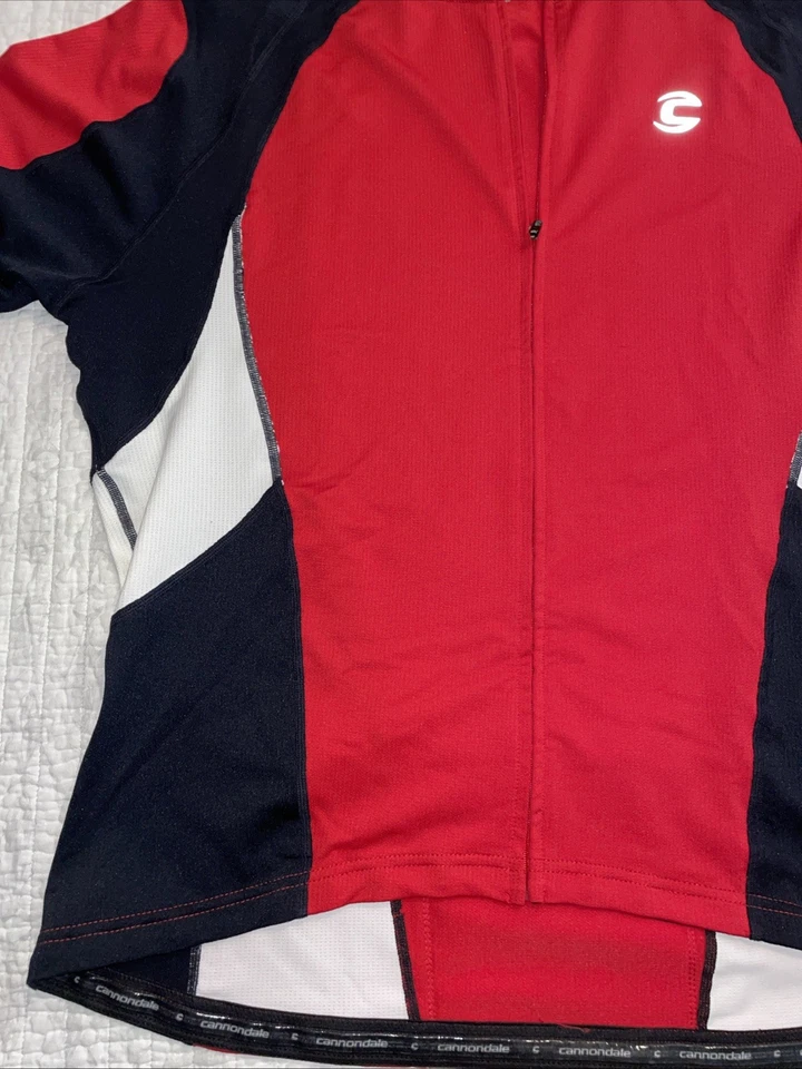 Cannondale 红色骑行服男式•XL 衬衫全拉链口袋运动性能 — 第 3/4 张图片