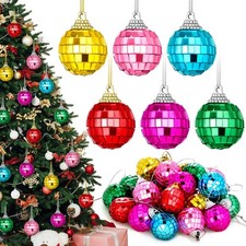 BBTO 24 Pieces Mini Christmas Disco Balls 70s Party 1.18 Inch, Multicolored