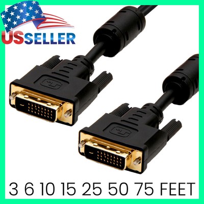 DVI-D Cable M to M Dual-Link Digital DVI to DVI Cord TV Projector Monitor LOT