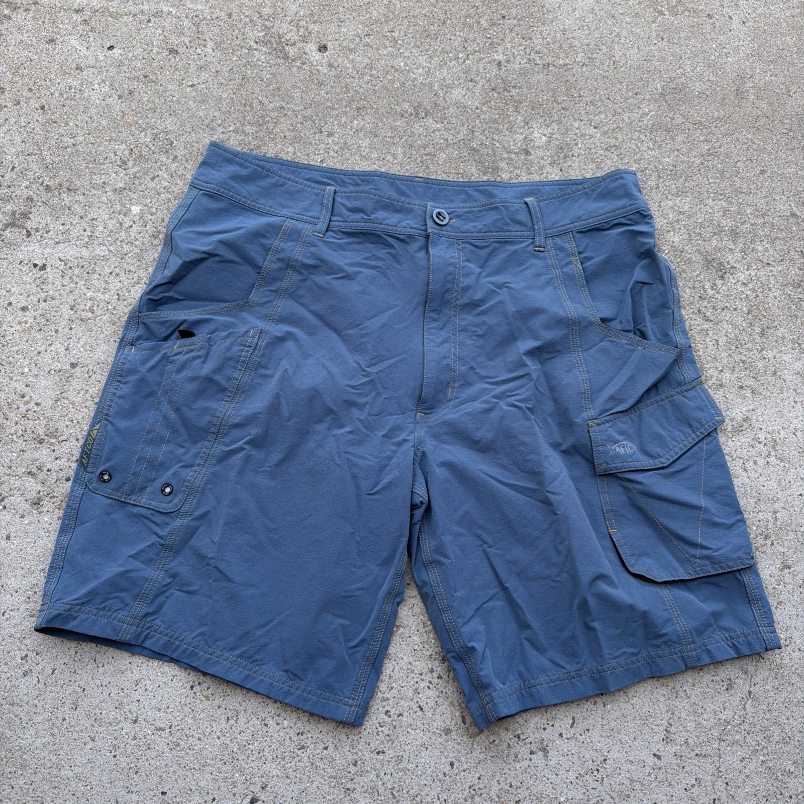 AFTCO Shorts Mens 38 Blue Cargo Fishing Performance Outdoor Stretch Waist