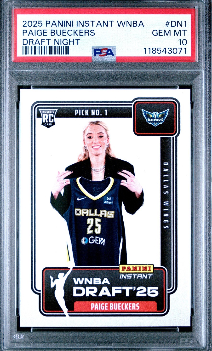 2025 Panini Instant WNBA Paige Bueckers #DN-1 Draft Night Rookie RC PSA 10 Wings