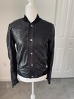 New Dolan by Anthropologie 100% Pelle Leather Black Bomber Jacket Size S — photo 1