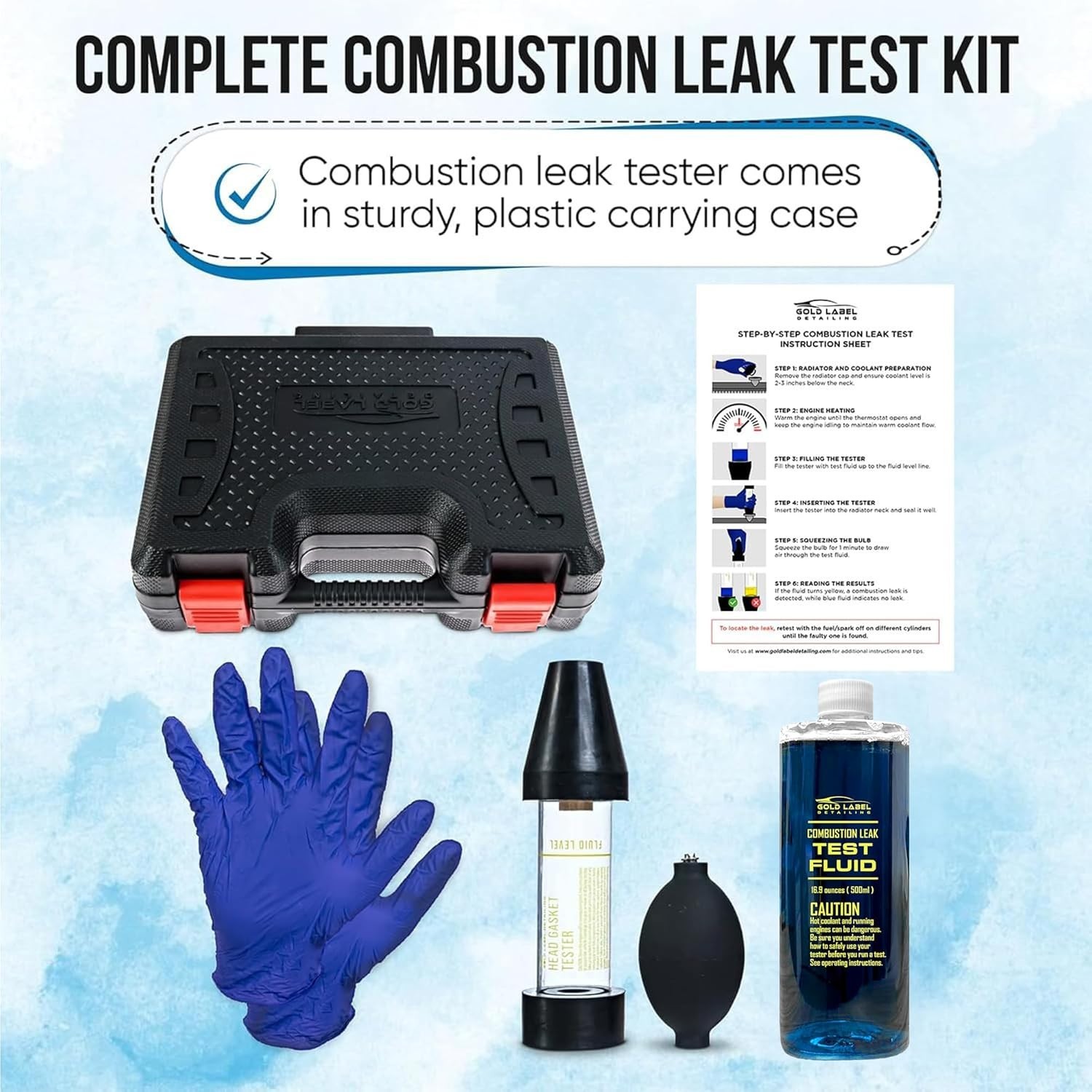 Combustion Leak Detector Kit Engine Block Head Gasket Tester 100 Tests ...