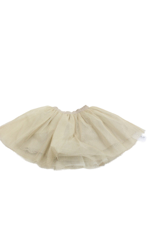 Bonpoint Childrens Girls Polka Dot A Line Tulle Skirt Beige Gold Size 4