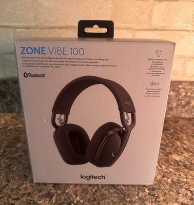 Logitech Zone Vibe 100 Wireless Bluetooth Over-Ear Headset, Noise Cancel, Black
