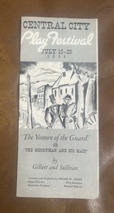 1939 “The Yeomen of the Guard” by Gilbert & Sullivan Central City Co. Brochure