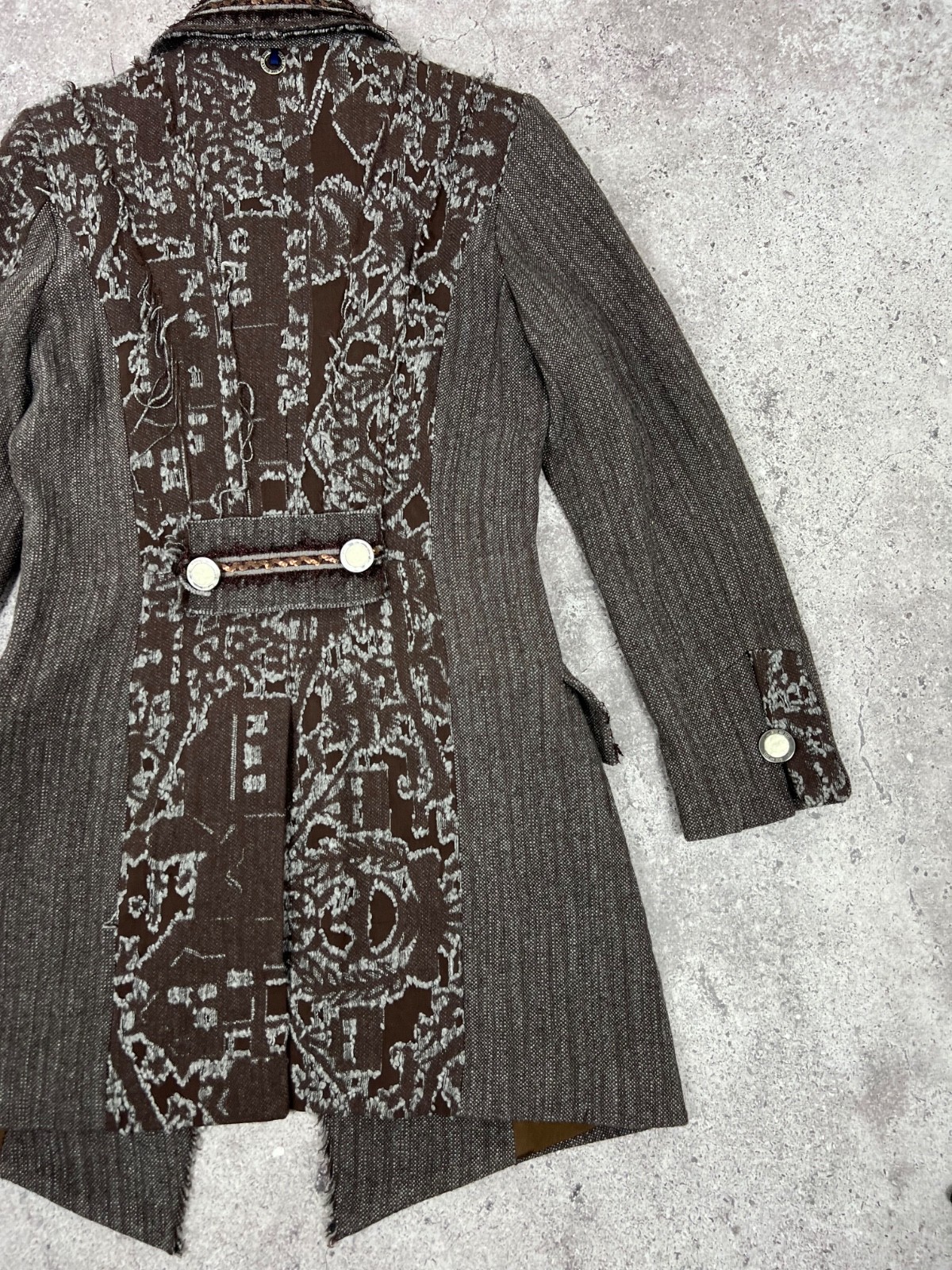 Save The Queen Patchwork Wool Coat Assymetric Bro… - image 15