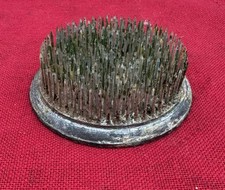 Vintage Round Heavy Metal Spike Flower Floral Frog 3 Inch Round Rustic Decor