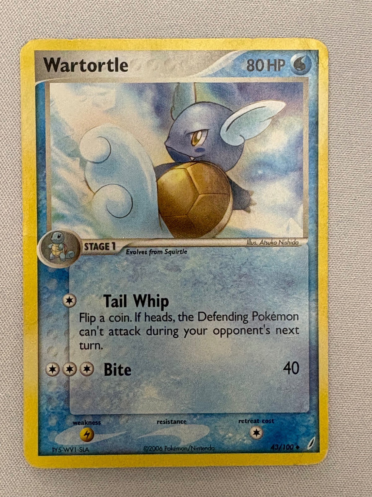 WARTORTLE 43/100 UNCOMMON CRYSTAL GUARDIANS POKEMON HP