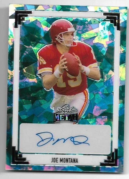 2024 Leaf Metal Teal Cracked Ice AUTO Joe Montana CHIEFS #d 2/3