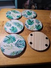 Coasters Set Of 6 Wood Round Leaf Coasters — photo 5