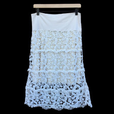 Solitaire Lace Crochet Skirt Large Ivory Boho Chic Romantic Feminine Cottagecore