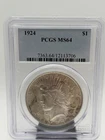 1924 Philadelphia Peace Silver Dollar $1 PCGS MS64  Awesome Toning