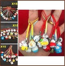 Maneki Neko 15pcs Keyring Japanese Fortune Cat Keychains Health Wealth Gift