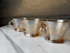 Vintage Jeannette Glass Floragold Tea Coffee Cups Louisa Pattern Set of 3