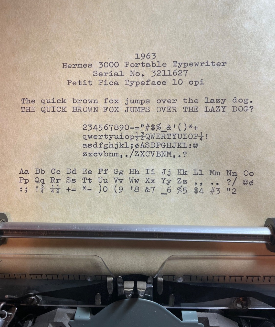 1963 Hermes 3000 Typewriter Petit Pica Font!! Excellent Condition!! New Platen!!