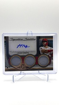 Logan O'Hoppe 2023 Topps Museum # /132 RC Triple Relic Auto