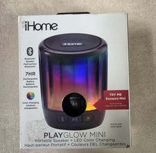 New iHome iBT800B Play Glow 7 Hr Rechargeable Waterproof Bluetooth Mini Speaker