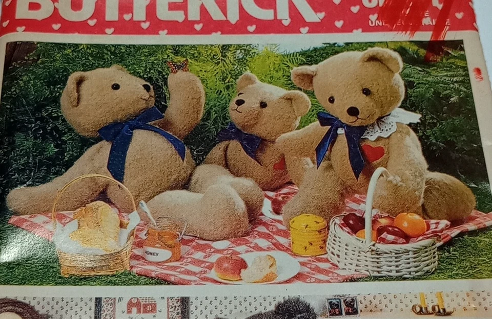 Osos de peluche Butterick 5627 patrón de costura/artesanía 21" 23" 24" de colección 1987 Uc Foto 2 de 4