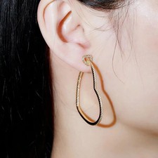 14k Yellow Gold Plated 2 Ct Round Cut Simulated Diamond Love Heart Hoop Earrings