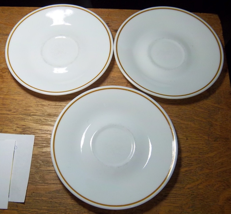 3 Very Nice Corelle Saucers Indian Summer Brown Ring Trim - 6 1/4"