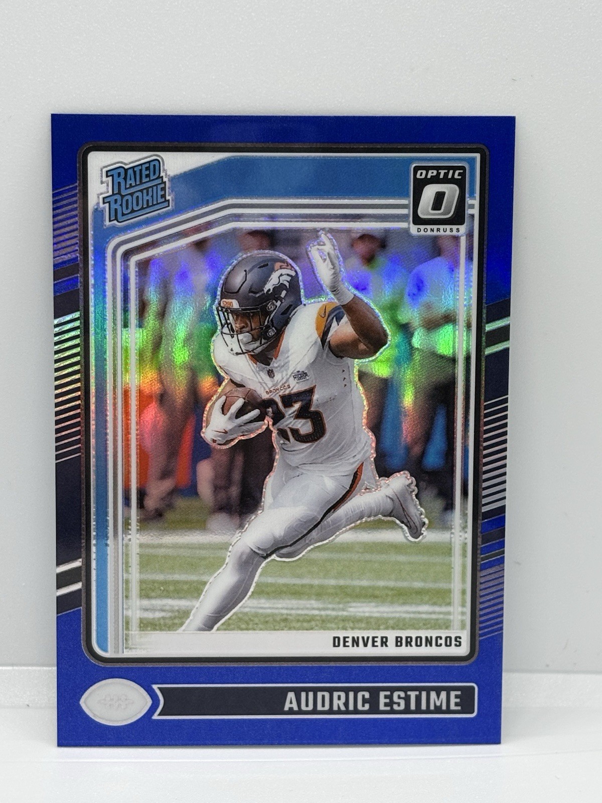 2024 Donruss Optic Audric Estime #206 Blue #/199 Denver Broncos