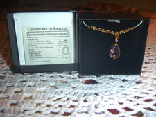 Teardrop Amethyst??? & Diamond??? Necklace Not Verified Korea On The Chain