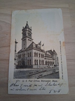 1905 U.S. Post Office Worcester MA, Massachusetts Mica  Glitter - Damaged