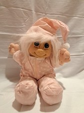 Vintage Russ Berrie Trolls Bedtime Trollies 12  Doll Pink Pajamas 1980  s RARE 