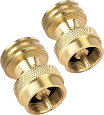 GASPRO 1lb Propane Tank Adapter 20lb to 1lb Converter Solid Brass 2 Pack NEW