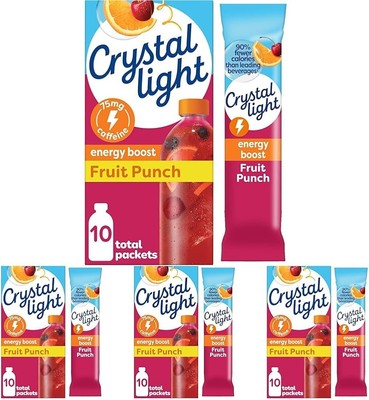 Energy Boost Fruit Punch Drink Mix, 10 ct On-the-Go Packets (Pack of 4)