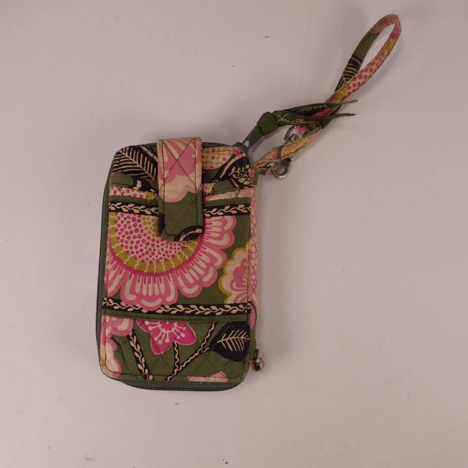 Vera Bradley Matelassé Floral Dragonne Portefeuille Organisateur Vert Rose Id - Photo 1/4