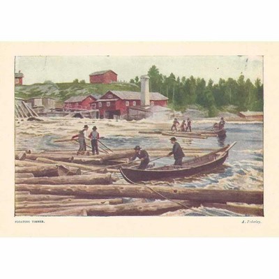 FINNLAND Schwebeholz - antiker Druck 1921