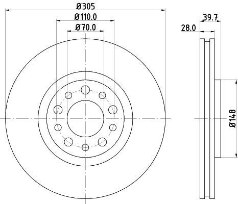 HELLA 8DD 355 112-511 BRAKE DISC Front (PAIR)