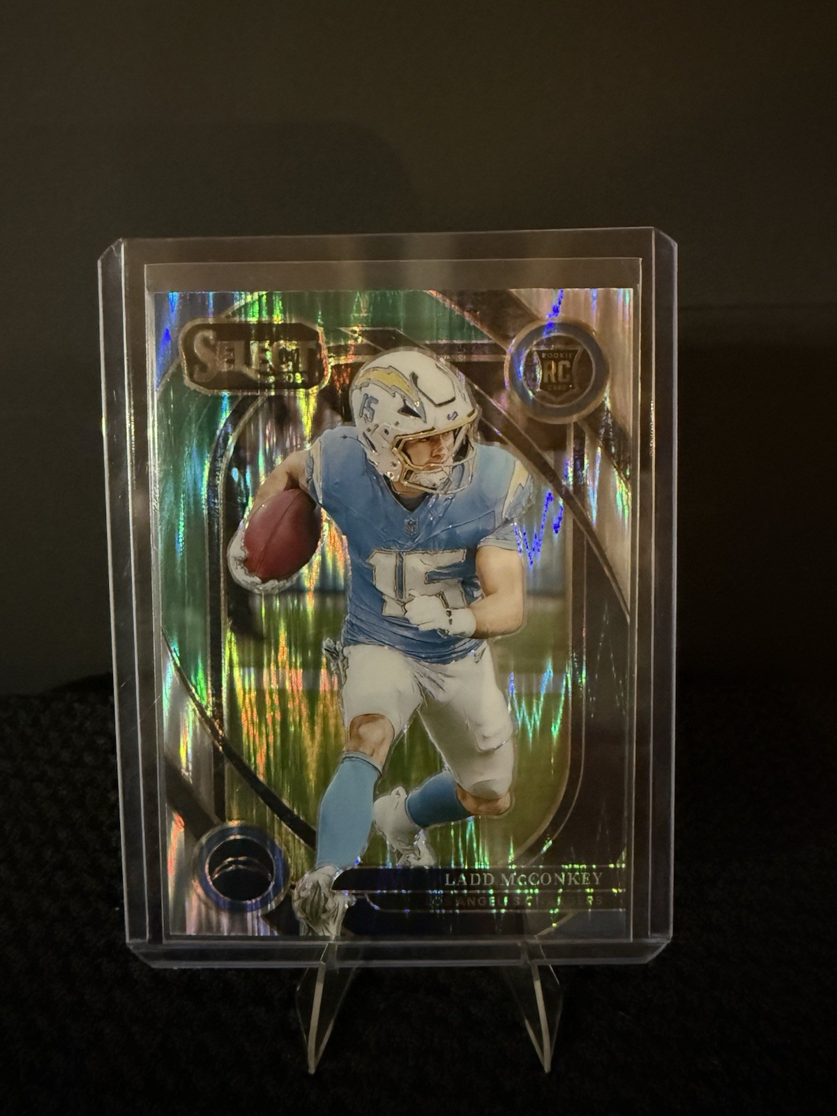 2024 Panini Select - Club Level Ladd McConkey #268 Black & Green Shock Prizm(RC)