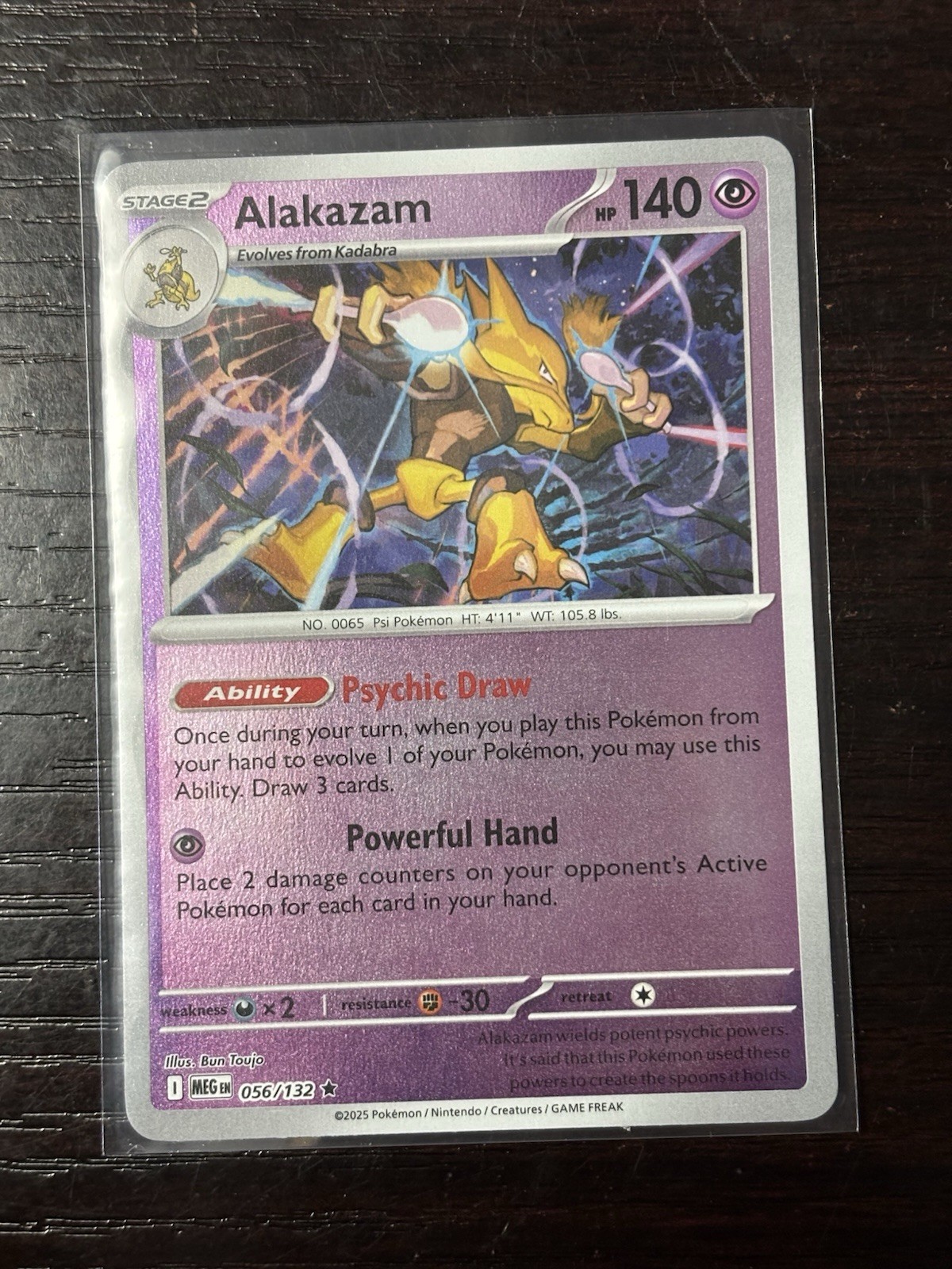 Pokémon Alakazam Rare Reverse Holo 056/132 Me01: Mega Evolution MEGA