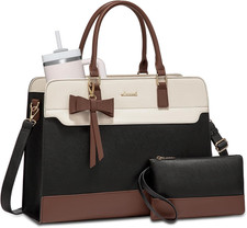 Laptop Tote Bag for Women,Leather Work Bag,Waterproof Business Teacher Bag-Large