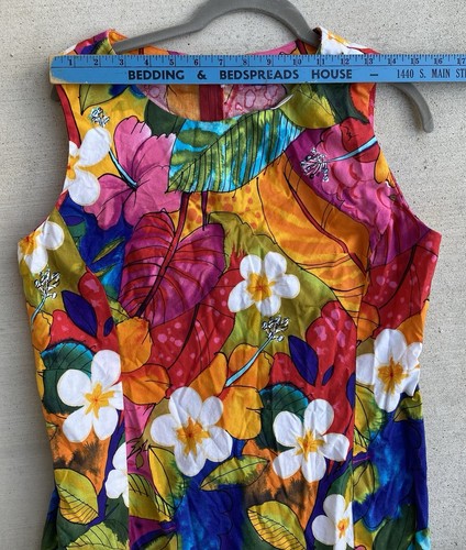 Vintage Dress Colorful Floral Tiki Aloha Hawaiian Style Maybbe Handmade Homemade - Picture 14 of 24