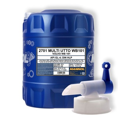 20L Mannol Getriebeöl Hydrauliköl Multi UTTO WB 101 API GL-4 ALLISON C4 + Hahn