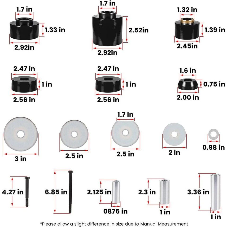 Комплект втулок для крепления кузова для 1980-1998 Ford F150 F250 F350 2WD 4WD 4.4123R - Изображение 4 из 4