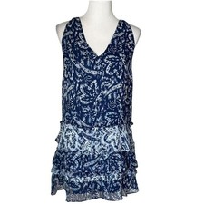 Ramy Brook Silk Tiered Mini Dress Blue Size M...