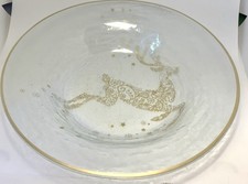 Annieglass Handmade Christmas Gold Reindeer Bowl 12&rdquo; Signed