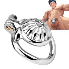 Metal Male Chastity Cage With Adjustable Ring Secure Lock BDSM Restraint Adult