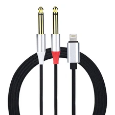 Lightning to Dual 6.35mm Mono Stereo Y-Cable Splitter Lightning to Dual 1/4 inch