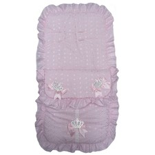 BRODERIE ANGLAISE FOOTMUFF UNIVERSAL SIZE 3IN1 CROWN BOWS FRILLY LACE DECORATED