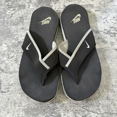 Nike Sandals Mens Size 9 (10W) Celso Thong Plus Boat Flip Flop Beach Black/White