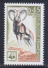 France 1969 MNH Sc 1257 Mi 1683 Mediterranean Mouflon. Mouflon européen WWF **