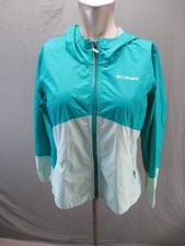 Columbia Size XL 18/20 Girls Green Hooded Windproof Full Zip Hiking Jacket 446