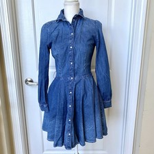 Guess Ladies Denim Dress Size XS/TP Pearl Snap Buttons