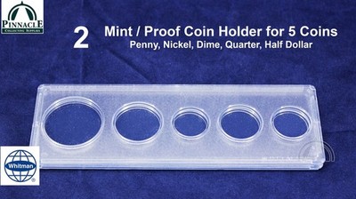 Lot of 2 Whitman US Mint / Proof Set 5 Coin Holder 1c, 5c, 10c, 25c, Half Dollar